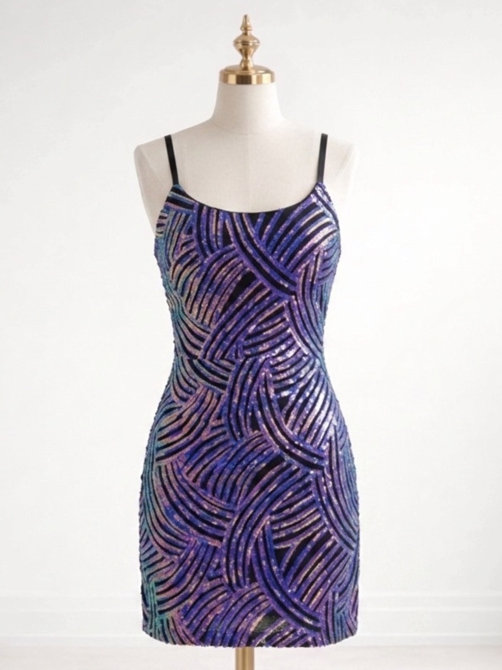 Sequined Formal Dress Iridescent Sequins Morgan & Co Party Holiday Size 7 Medium